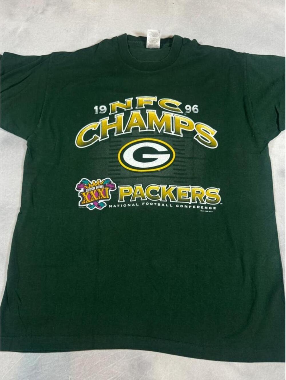 Vintage 1996 Green Bay Packers NFC Champs Super Bowl XXXI T Shirt XL USA
